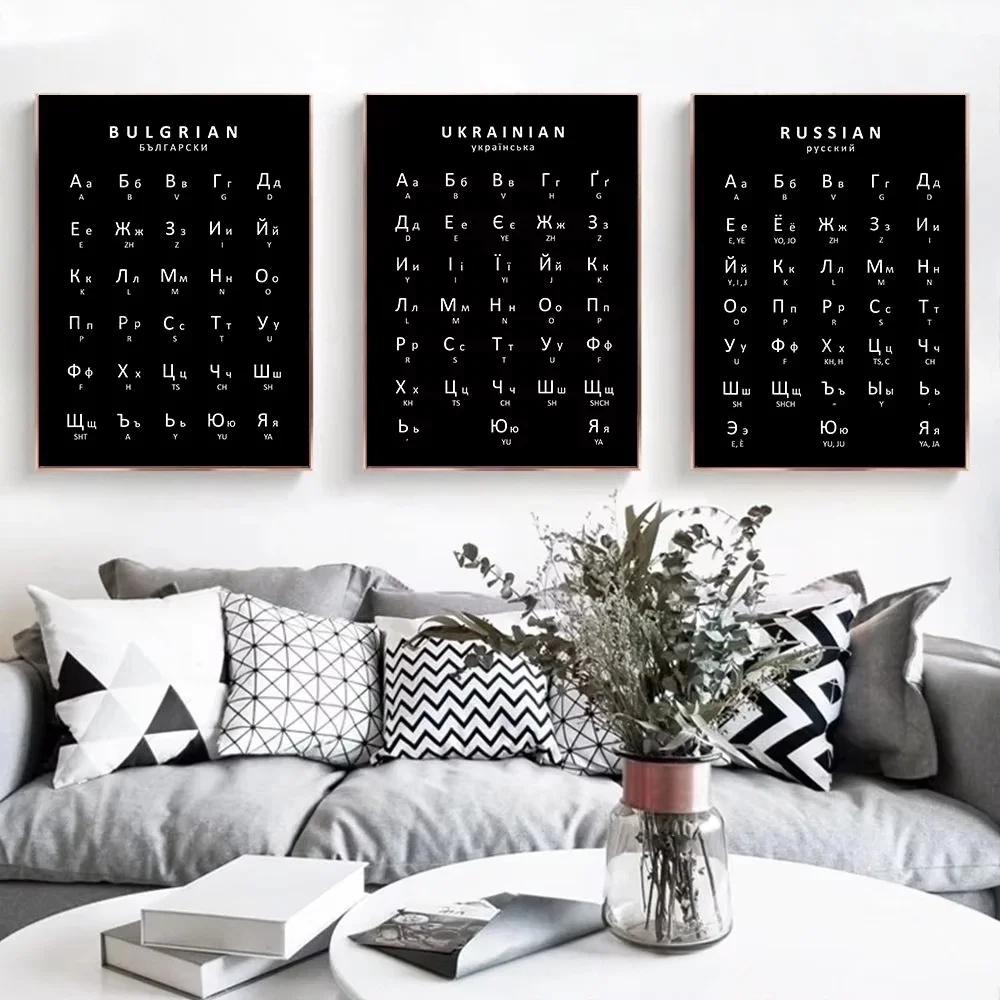 Kids Education Charts - Russian Ukrainian Bulgarian Alphabet Poster Language
