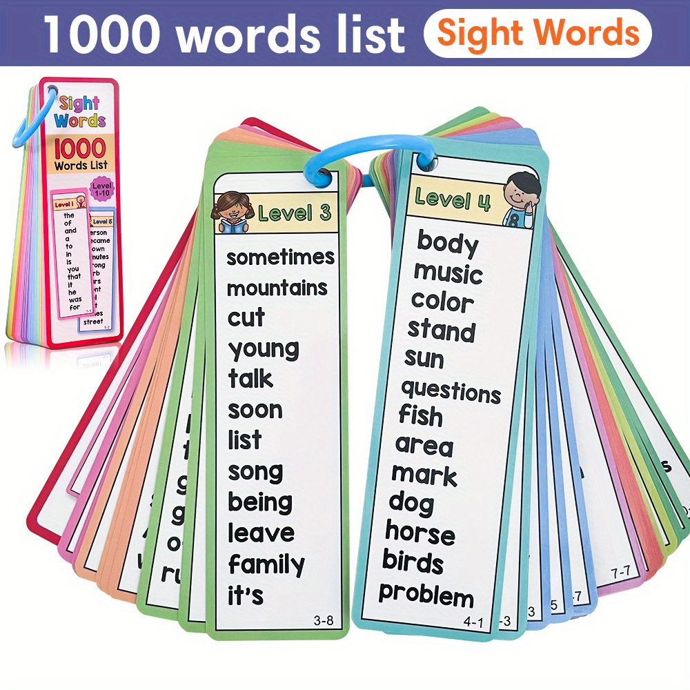 Kids Education Card - 1000 Sight Words Flash Cards for