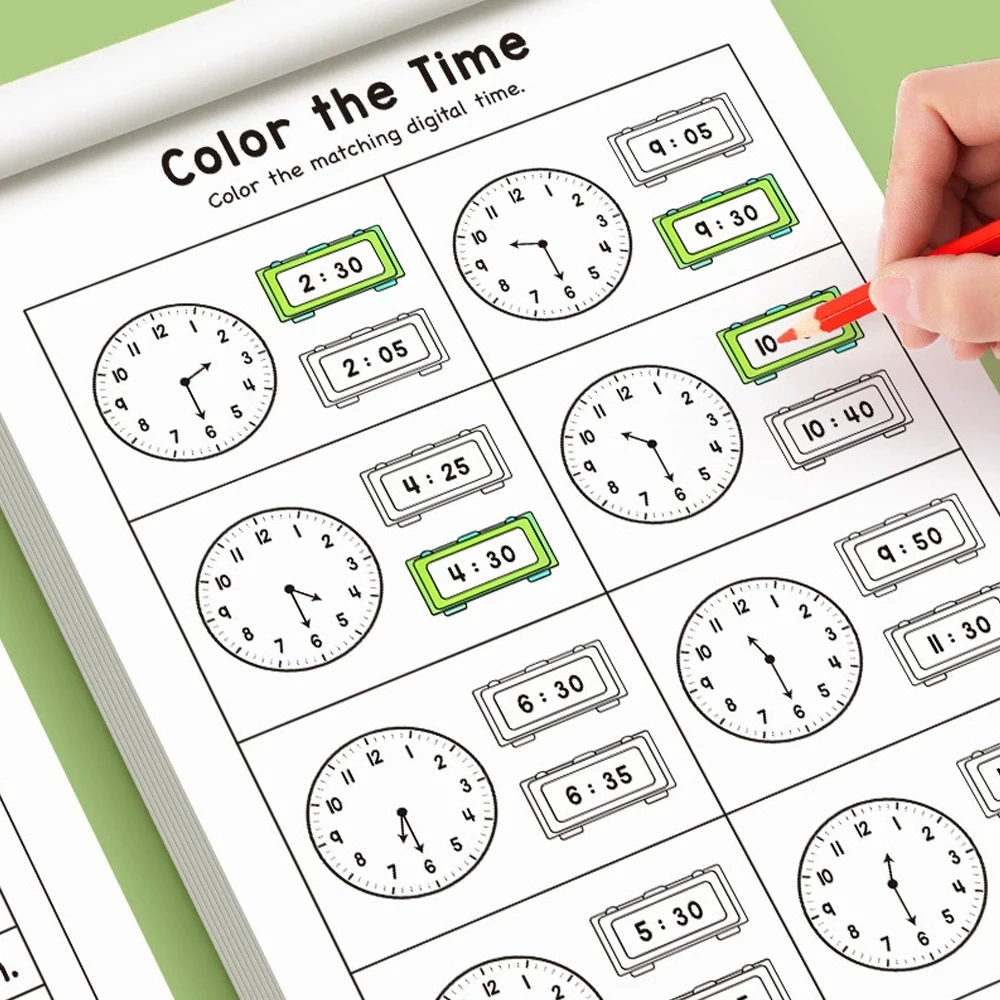 32 Pages Telling Time Workbook - Learning Workbook Preschool ulasan dan harga