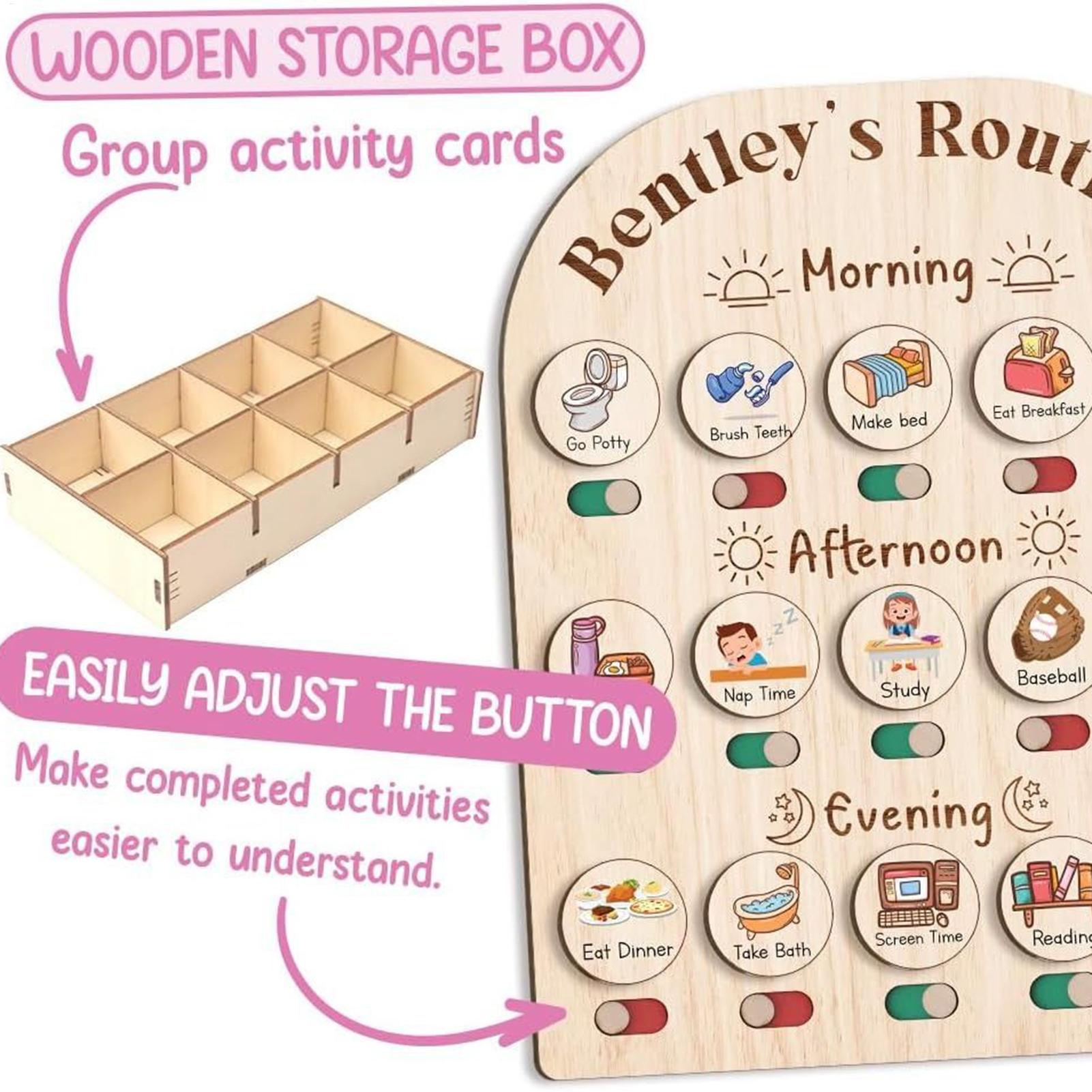 Kids Daily Routine Chart, Wood - Kids Education Planner ulasan dan harga